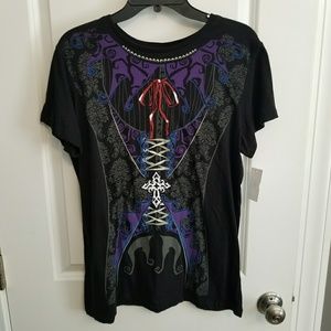 XL Black Corset/Halloween/vampire T-shirt, EUC